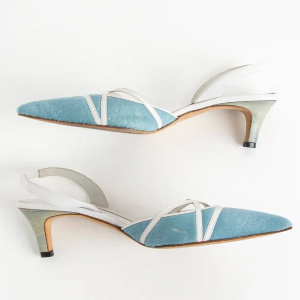 RARE vintage Manolo Blahnik blue pony hair heels in very good condition - Picture 2 of 8